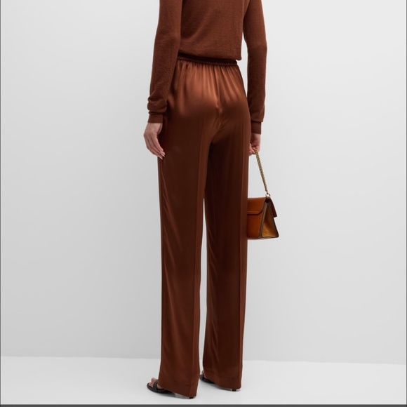 JOSEPH | Luxury Tova pure silk-satin straight-leg pants in copper brown XL - Picture 13 of 14
